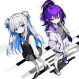 Deux filles style anime aux cheveux éclatants