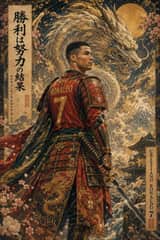 Retrato de Samurai Mitológico em Estilo Ukiyo-e