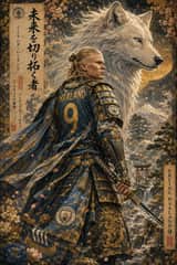 Retrato de Samurai Mitológico em Estilo Ukiyo-e