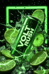 Ultra-Cinematic Product Photography of 'VOLT RUSH' Energy Drink