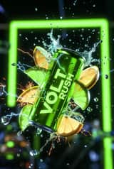 Ultra-Cinematic Product Photography of 'VOLT RUSH' Energy Drink