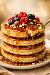 Scène de publicité pour des pancakes ultra-luxueux
