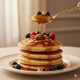Scène de publicité pour des pancakes ultra-luxueux