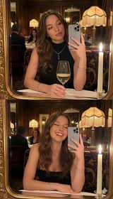 Ultra-Photorealistic Mirror Selfie POV in a Vintage Bistro