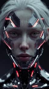 Ultra-realistic cinematic close-up of a humanoid robot