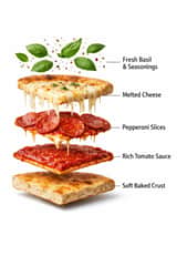 Ultra-Realistic Exploded Pizza Infographic and Motion Prompt
