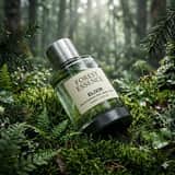 Photo de produit ultra-réaliste du parfum Forest Essence Elixir