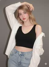 Ultra-realistic studio portrait of a young woman