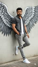 Urban Cinematic Portrait with Painted Angel Wings