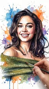 Vibrant Watercolor Portrait with Dynamic Paint Splashes