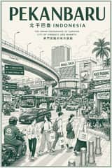 Pôster de Viagem Urbano em Monocromia Vintage