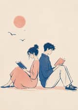 Ilustração de casal em estilo de gravura