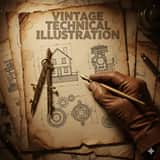 Vintage Technical Illustration Macro Shot