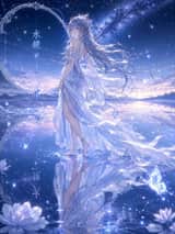 Jeune fille fantastique du miroir d'eau