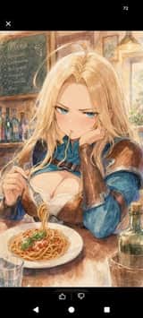 Héroïne fantastique à l'aquarelle dans un café à pâtes