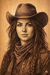 Western Outlaw Woodburning Pyrography Prompt