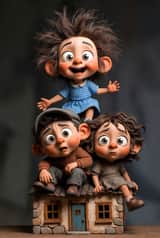ढेर सारे बच्चों की सनकी 3D क्ले मूर्तिकला प्रॉम्प्ट