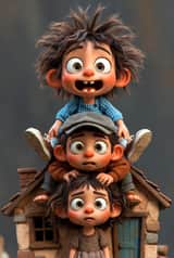 ढेर सारे बच्चों की सनकी 3D क्ले मूर्तिकला प्रॉम्प्ट