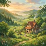 奇幻小屋山谷日出