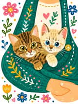 Illustration fantaisiste d'une jeune fille et d'un chaton peinte à la main
