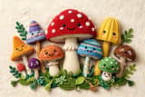Whimsical Yarn Style Mushrooms