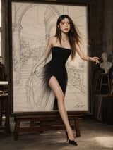 Woman Stepping Out of Sketch