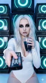 Y2K Cyber-Goth Portrait with CRT Monitors Prompt