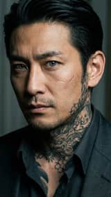 Yakuza Portrait with Irezumi Tattoos