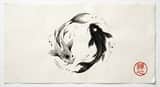Yin ve Yang Koi Balığı Sumi-e İstemi