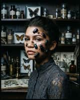 Retrato Surreal de Zendaya: Elegância Entomológica