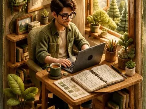Create a 3D isometric diorama illustration of an original