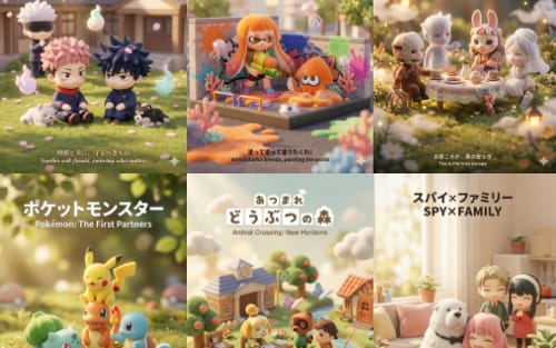 3D Q-Version Healing Toy Movie Poster Prompt Template (Pokémon Example)