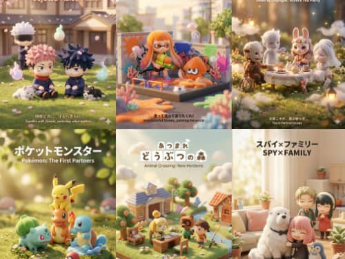 3D Q-Version Healing Toy Movie Poster Prompt Template (Pokémon Example)