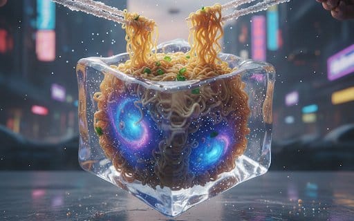 Ultra-Photorealistic Cinematic Food Action Shot of Noodles