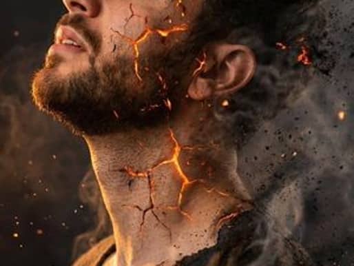Foto de Perfil Lateral de Homem com Dor e Fissuras Derretidas