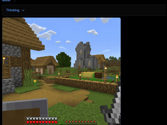Gameplay di Minecraft nell'interfaccia di un generatore AI