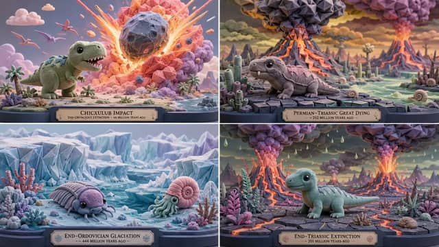 2x2 grid, 16:9, do this for 4 extinction level events