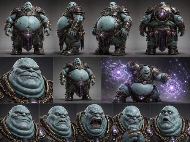 Create a premium cinematic character design sheet for one