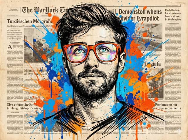 Retrato Pop Art em Colagem de Jornal