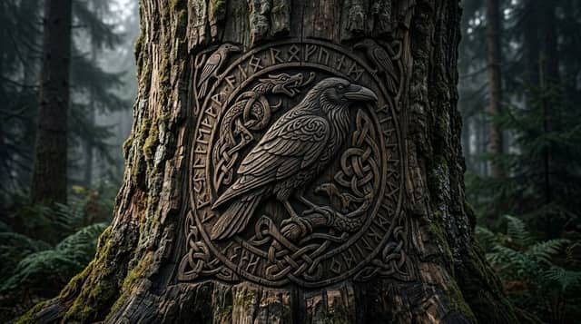 Wikingische Baum-Schnitzereien