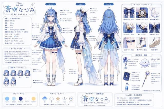 VTuber कैरेक्टर रेफरेंस शीट