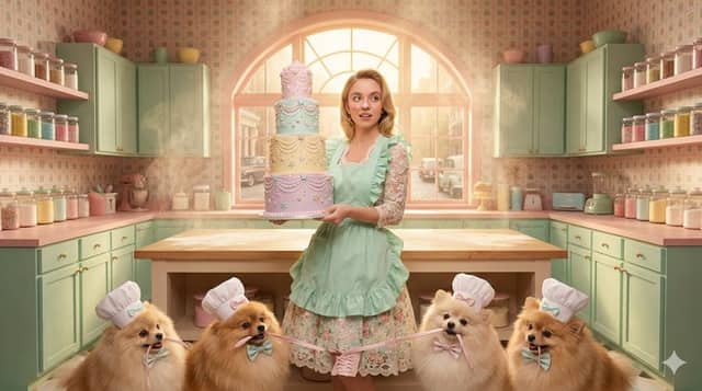 Chef pasticciera ispirata a Wes Anderson con Sydney Sweeney