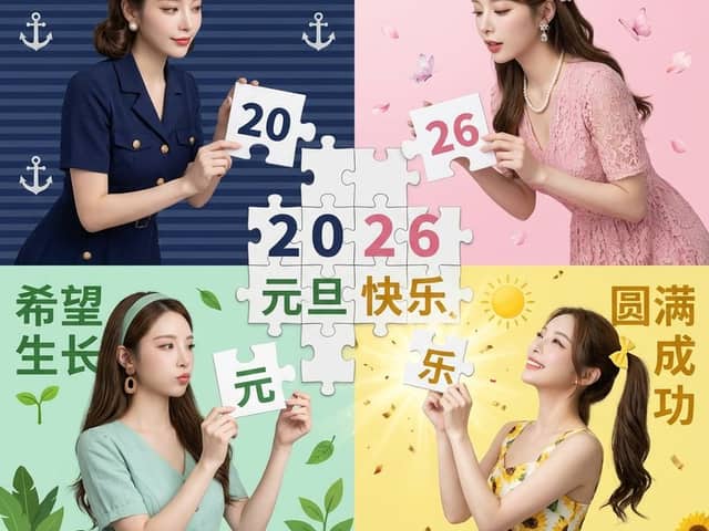 New Year's Day Special: Four-Panel Puzzle for 2026 Blessing