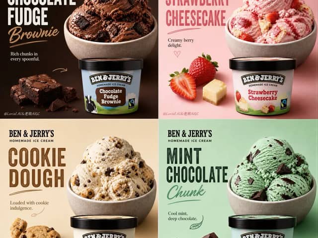 Create an ultra-premium 4-panel promotional poster for Ben &