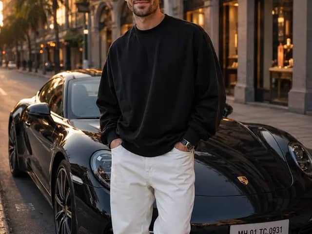 Ultra-realistic cinematic full-body fashion portrait