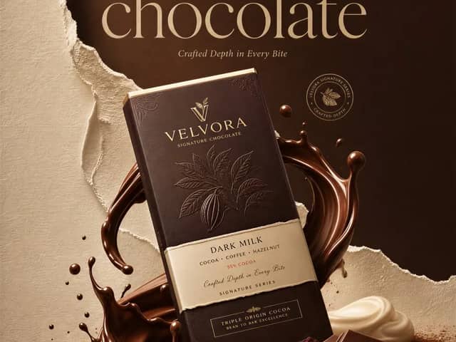 Create the second poster in the same ultra-premium chocolate