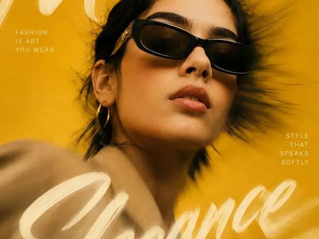 Create a high-end editorial fashion poster inspired