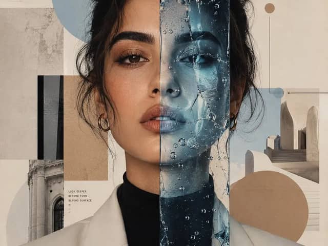 Create a museum-quality surreal editorial portrait