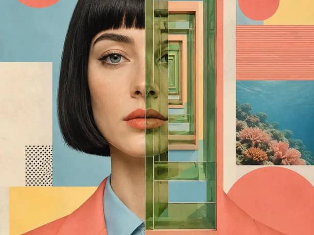 Create a contemporary editorial collage portrait