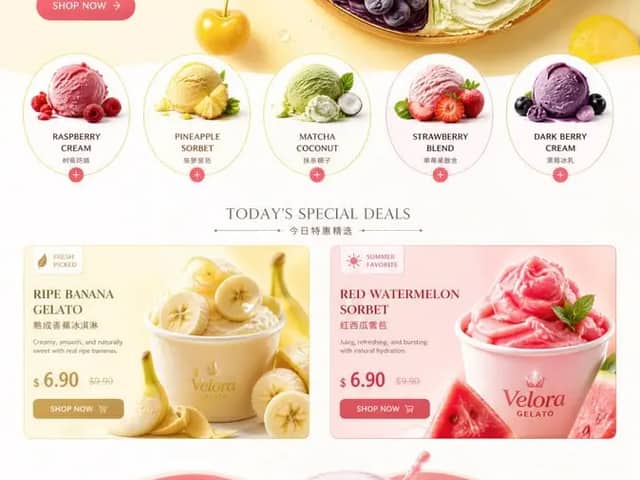 Create an ultra-premium ice cream brand e-commerce
